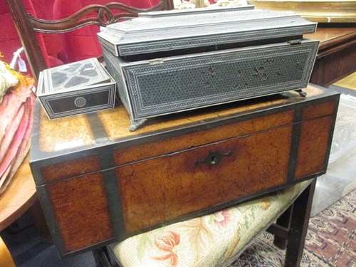 Lot 495 - A Regency amboyna 'campaign' writing slope...