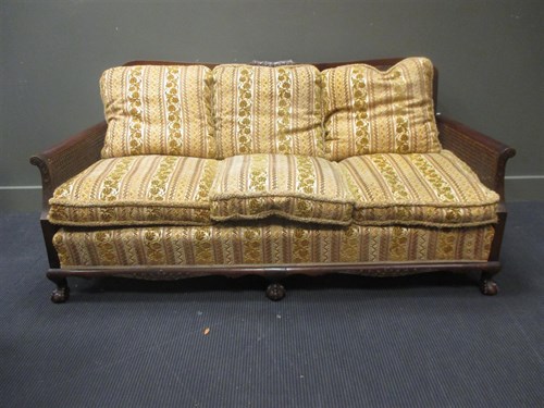 Lot 415 - A three piece mahogany framed bergere suite,...