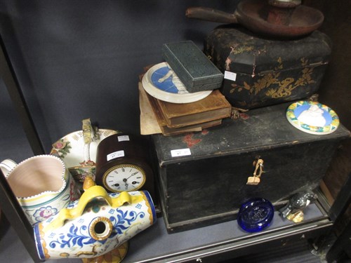 Lot 67 - A 19th century black laquer tea caddy, a 19th...