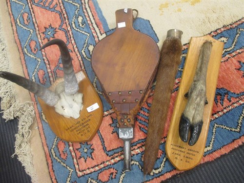 Lot 107 - A pair of mounted horns and other items