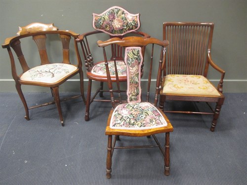 Lot 497 - Four various Edwardian chairs