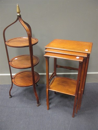 Lot 487 - An Edwardian four tier mahogany cake stand and...