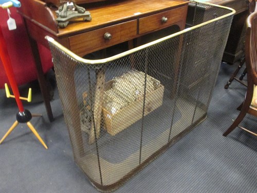 Lot 501 - A Victorian brass and wire grill nursery...