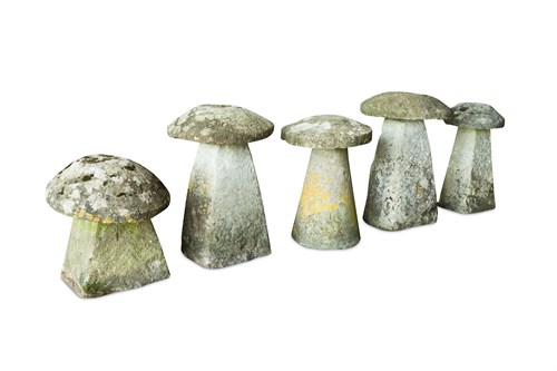 Lot 420 - A collection of five weathered staddle stones