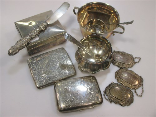 Lot 214 - A Victorian small twin handled porringer, two...