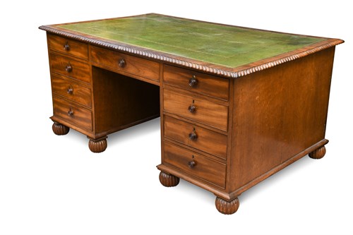 Lot 360 - A George IV mahogany pedestal partners desk in the manner of Gillows
