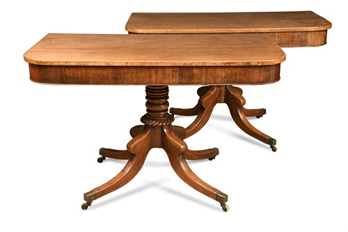 Lot 403 - A pair of Regency mahogany D-end pedestal console tables