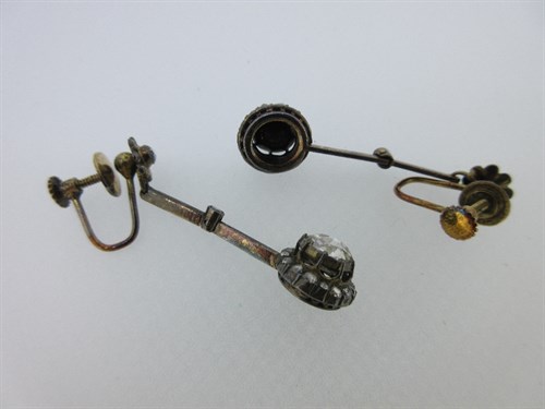 Lot 282 - A pair of rose cut diamond earpendants made from parts of an antique necklace