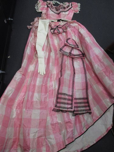 Lot 138 - A mid 19th century pink silk ball gown
