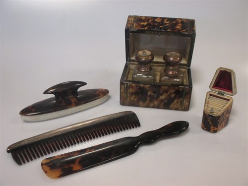 Lot 143 - A 19th century tortoiseshell perfume casket,...