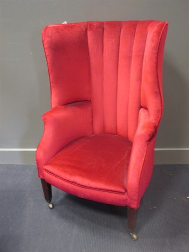 Lot 502 - A George III upholstered barrel back wing...