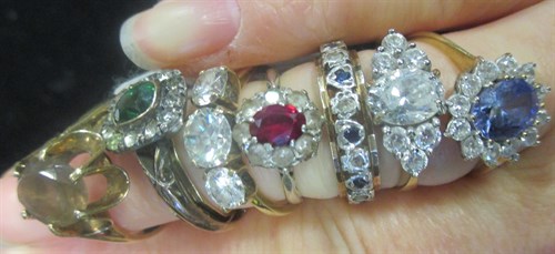 Lot 154 - Eight dress rings, one marked '9ct silver',...