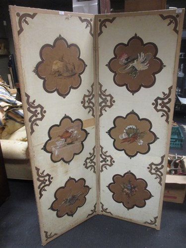 Lot 534 - A two fold screen each panel painted with...