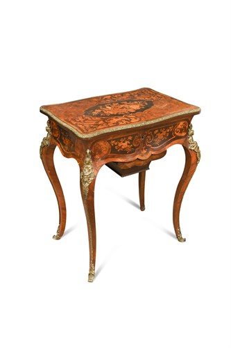 Lot 381 - A Louis XV style French rosewood sewing table
