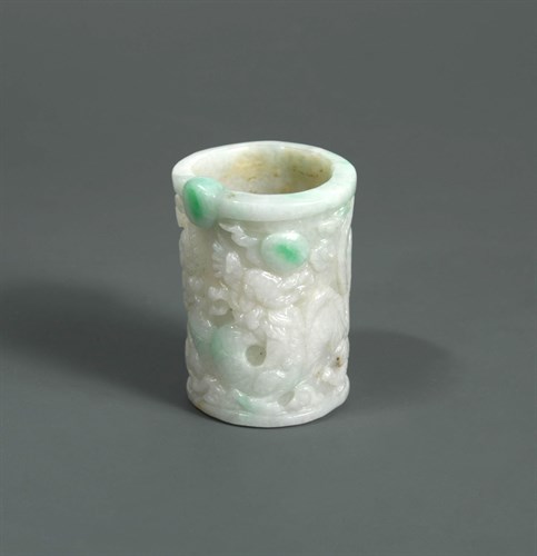 Lot 203 - A Jadeite cylinder, late 19th or early 20th century