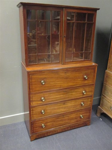 Lot 313 - A late Regency mahogany secretaire bookcase,...