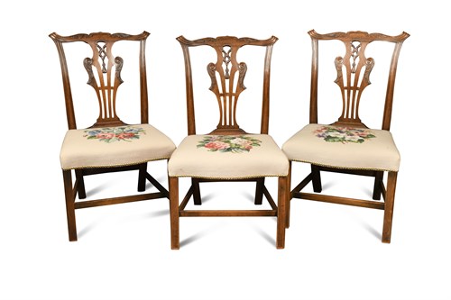 Lot 339 - A set of three George III mahogany dining chairs