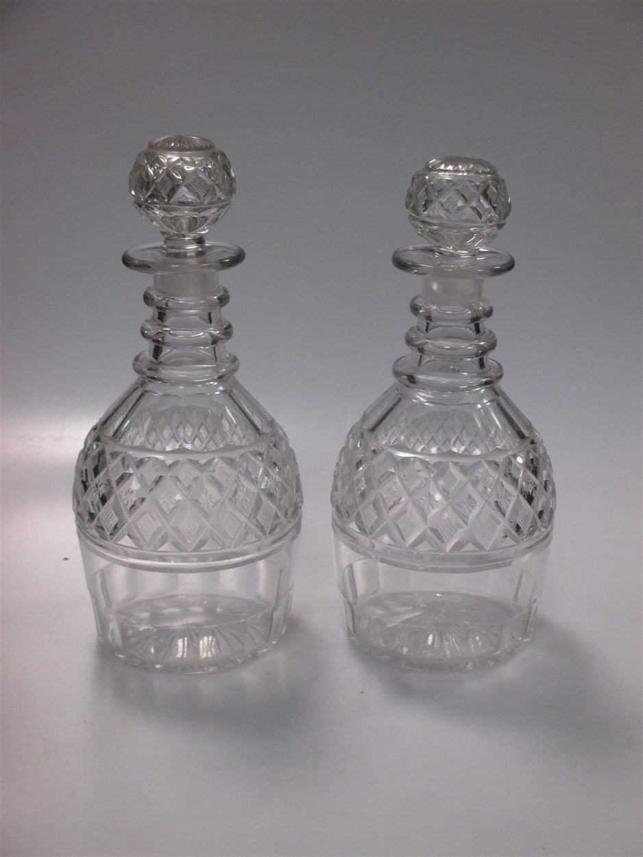 Lot 20 - A pair of Regency cut glass ring neck...