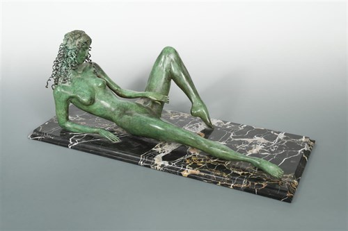 Lot 29 - Tom Merrifield, (British, born 1932), reclining nude, bronze