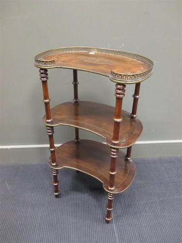 Lot 367 - A 19th century French etagere with gallery,...