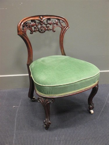 Lot 399 - A Victorian rosewood low crinoline chair with...