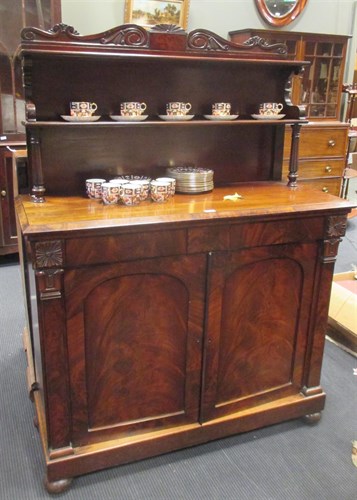 Lot 307 - A William IV mahogany chiffonier with scroll...