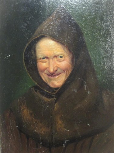 Lot 198 - Continental School c.1900, Smiling monk in...