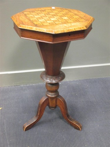 Lot 288 - A Victorian walnut octagonal 'trumpet' shape...