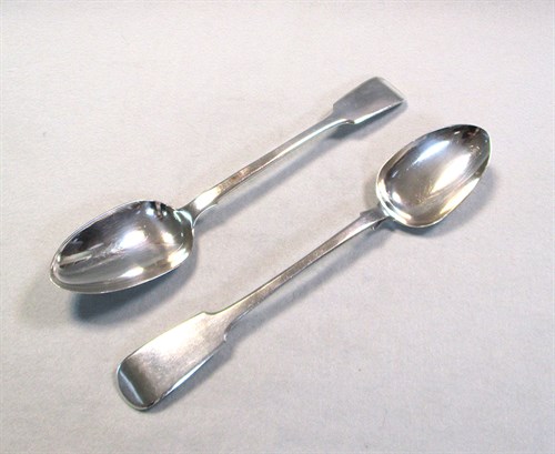 Lot 80 - A pair of Victorian silver basting spoons