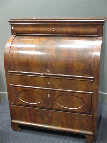 Lot 312 - A 19th century Continental mahogany cylinder...
