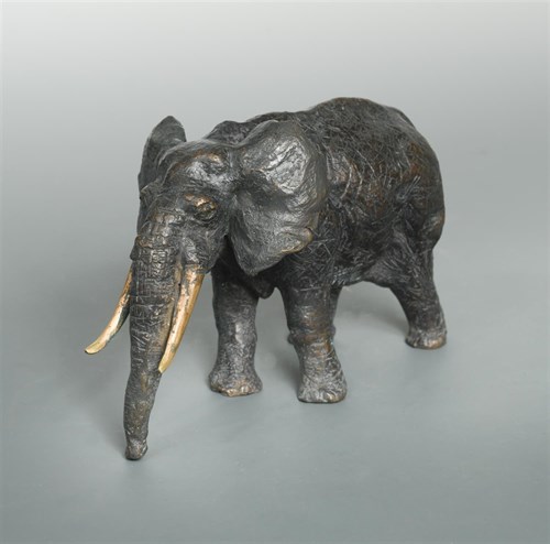 Lot 32 - Jean Lemonnier, (French, born 1950), Elephant, a patinated bronze study