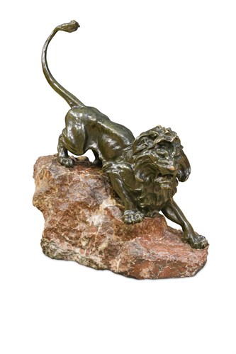 Lot 212 - Giacomo Merculiano, (Italian, 1859-1935), a bronze model of a lion