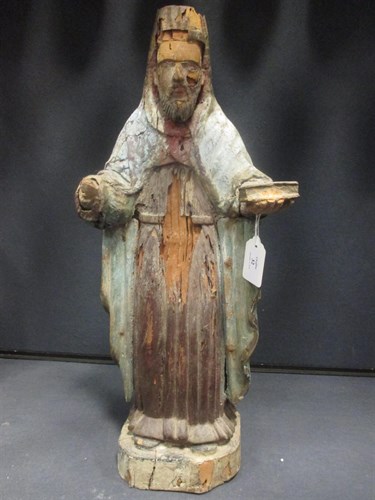 Lot 32 - A Continental painted wood ecclesiastical...
