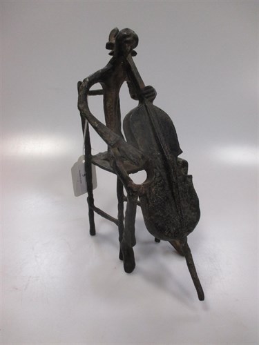 Lot 5 - A bronze figure of a cellist, 23cm high
