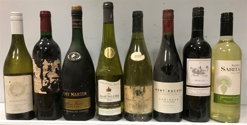 Lot 62 - Mixed wines. Remy Martin cognac, 1 litre; Le...