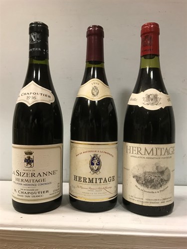 Lot 53 - Three bottles of Hermitage: L De Vallouit 1982,...