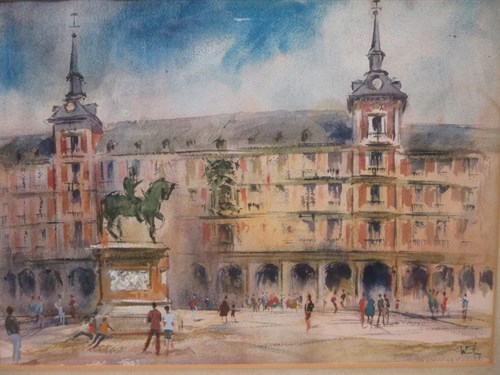 Lot 292 - English School, 20th Century, Italian Piazza,...