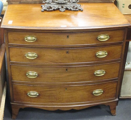 Lot 343 - A 19th century mahogany bow front chest of...