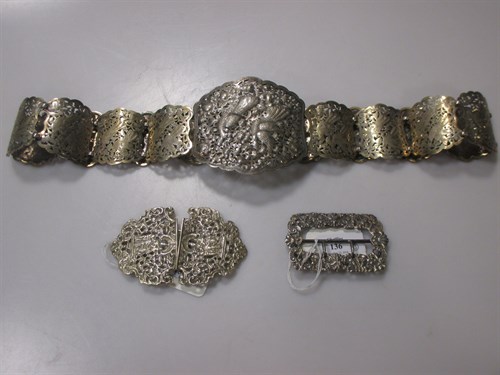 Lot 209 - A nurses buckle, a silver shoe buckle and a...