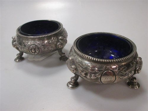 Lot 135 - A pair of Victorian silver circular tub salts...