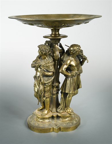 Lot 206 - A 19th century gilt bronze figural tazza centrepiece