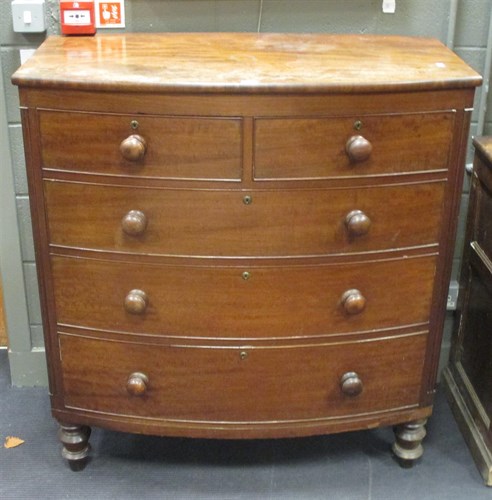 Lot 377 - A 19th century mahogany bowfront chest fitted...
