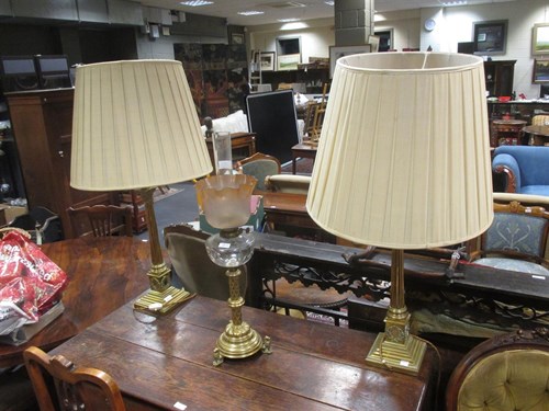 Lot 372 - A pair of 20th century brass corinthian column...