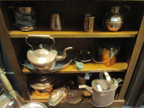 Lot 87 - A 19th century farmhouse kitchen copperwares:...