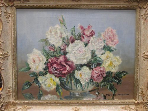 Lot 199 - Marion Broom, Still life of flowers, oil on...