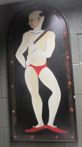 Lot 263 - An oil painting of a circus artist, on board,...