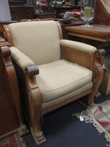 Lot 351 - Three 1920s/30s walnut open armchairs raised...