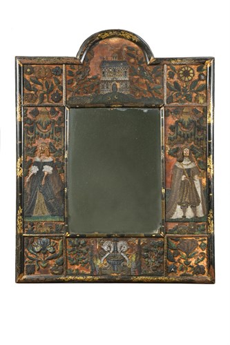 Lot 185 - A Charles II beadwork mirror frame