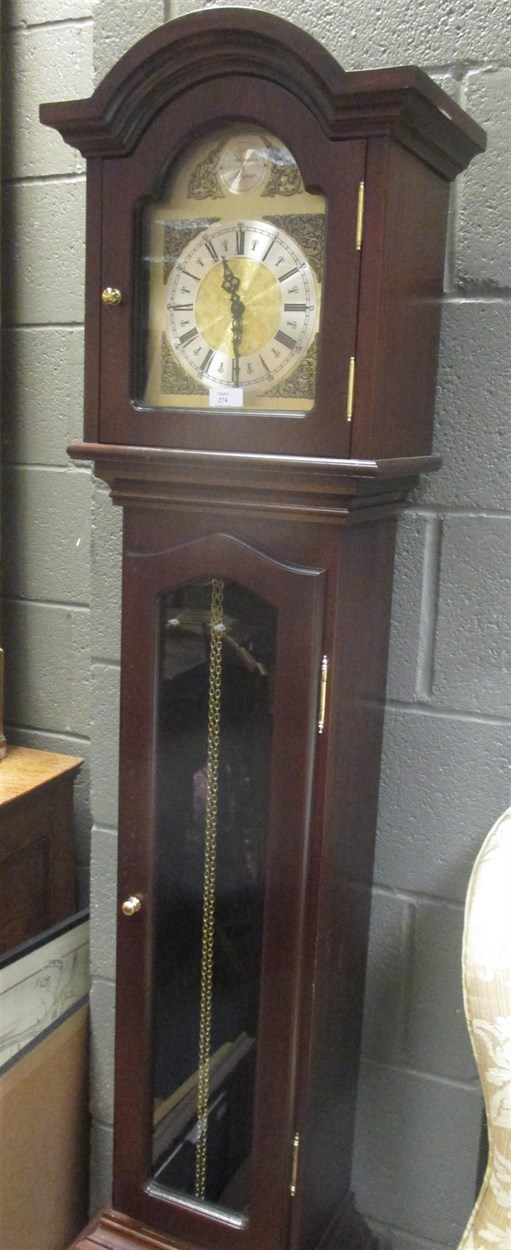 Lot 274 - A modern chiming Grandmother clock, dial...