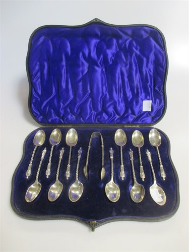 Lot 219 - A cased set of 12 Victorian silver apostle...